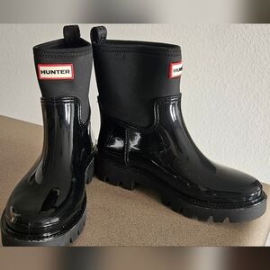 Hunter Women’s Stella Neoprene & Gloss Rain Boots - Black - Size US 6 / UK 4